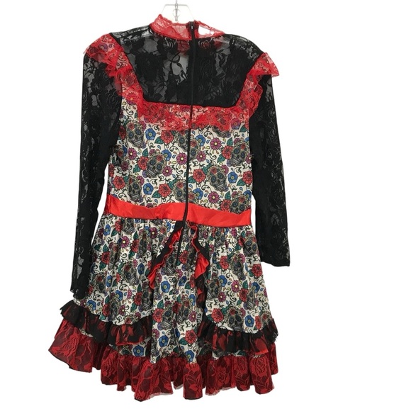 Day of the Dead Costume Sugar Skull Dress Spirit Halloween Womens Large - Picture 2 of 4